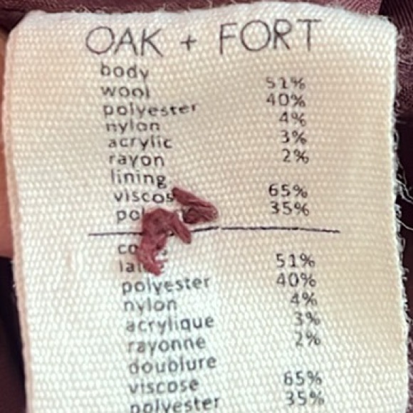 Oak + Fort Burgendy Wool Blend Button Down Winter Coat. Size S - Picture 10 of 10